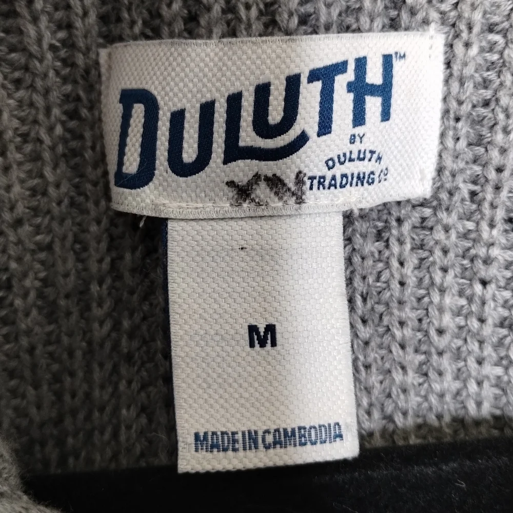 Duluth Trading Burly Retirement Button Mock Sweater Gray‎ Men's Size Medium